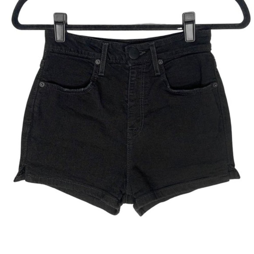 BDG Jean Denim Shorts Dark Wash Black Super High Rise Spade Pin Up 24W